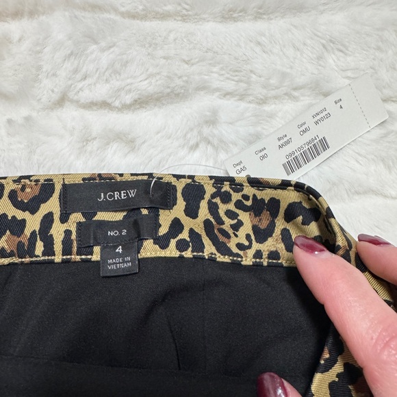 J. Crew No 2 Pencil Skirt Stretch Cotton Leopard Size 4 NWT - Picture 4 of 15